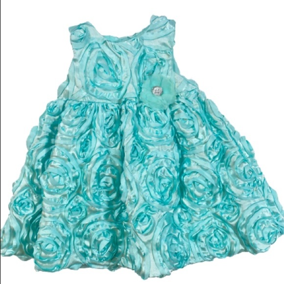 Holiday Editions Turquoise Floral Ruffle Dress - Picture 1 of 8